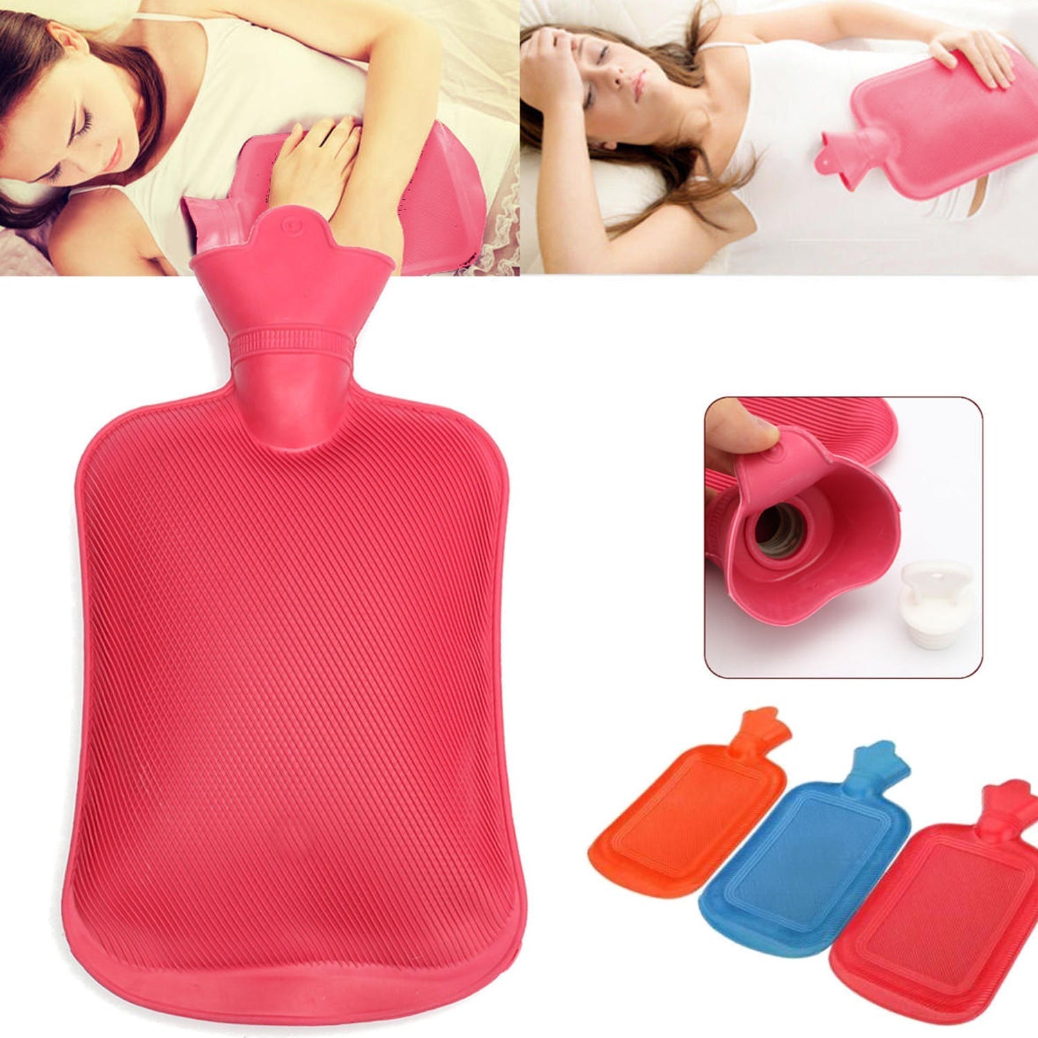 Small rubber hot water pad for pain relief. Small rubber hot water pad for pain relief.